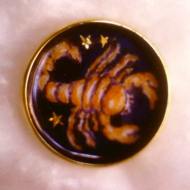 spilla da giacca in smalto blu e miniatura di scorpione